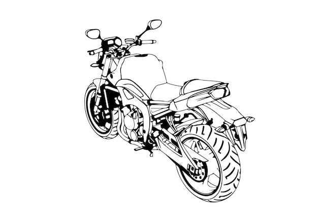 Vector de fondo blanco de dibujo de motocicleta deportiva