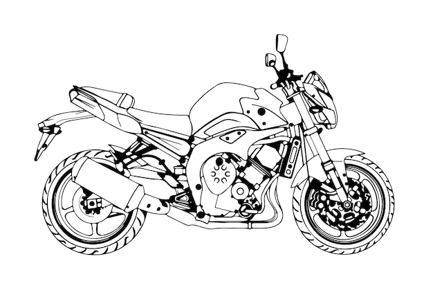 Vector de fondo blanco de dibujo de motocicleta deportiva