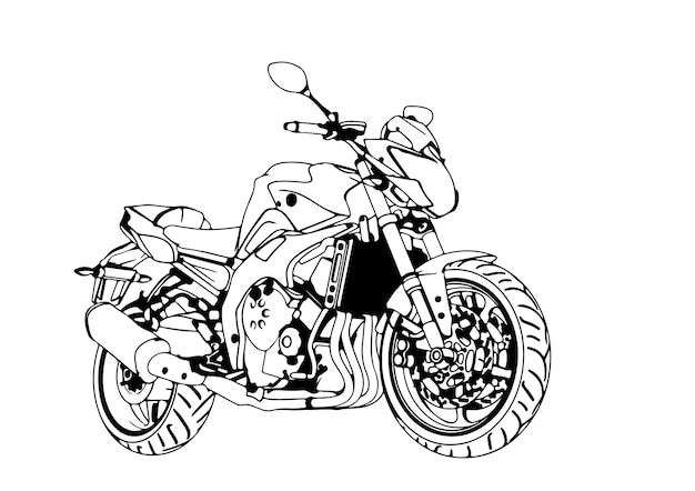 Vector de fondo blanco de dibujo de motocicleta deportiva