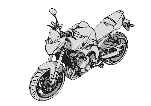 Vector de fondo blanco de dibujo de motocicleta deportiva