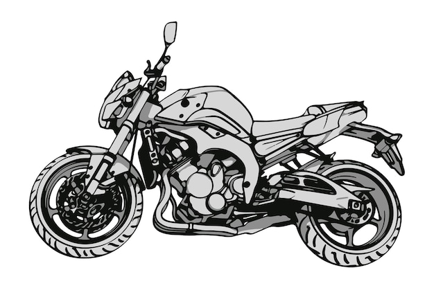 Vector de fondo blanco de dibujo de motocicleta deportiva