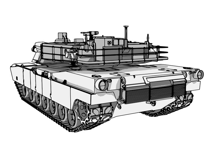 Vector vector de fondo blanco de dibujo de tanque militar
