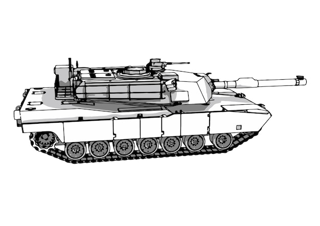 Vector vector de fondo blanco de dibujo de tanque militar