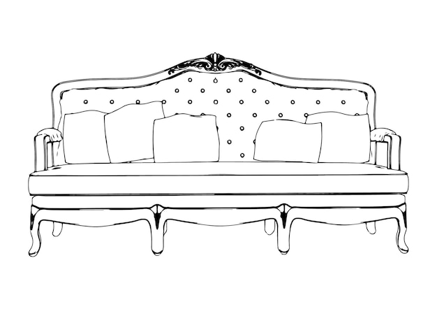 Vector de fondo blanco sofá esquema