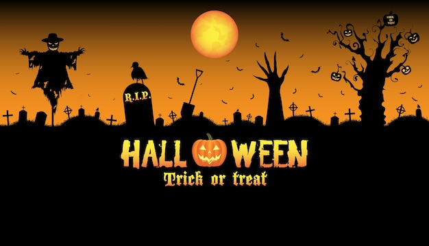 vector de fondo de cementerio de halloween