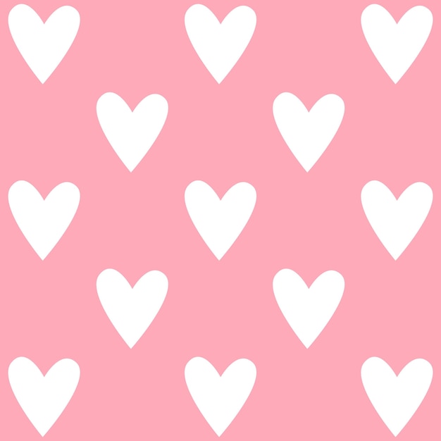 Vector de fondo de corazón con corazones blancos en rosa Vector de patrón de corazón sin costuras
