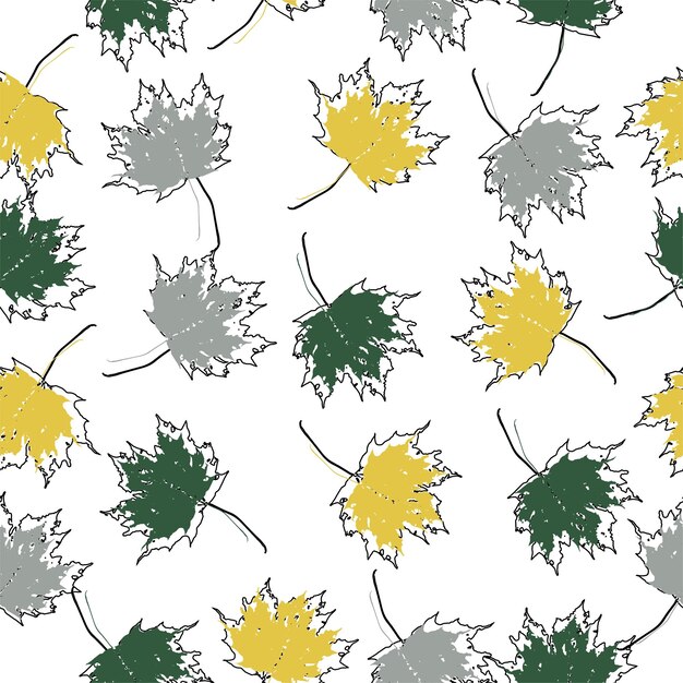Vector de fondo sin costuras hojas de arce de otoño en blanco