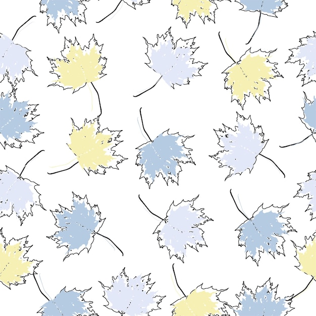 Vector de fondo sin costuras hojas de arce de otoño en blanco