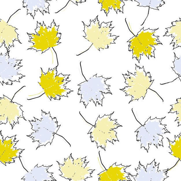Vector de fondo sin costuras hojas de arce de otoño en blanco