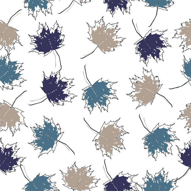 Vector de fondo sin costuras hojas de arce de otoño en blanco