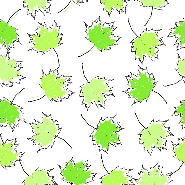 Vector de fondo sin costuras hojas de arce de otoño en blanco