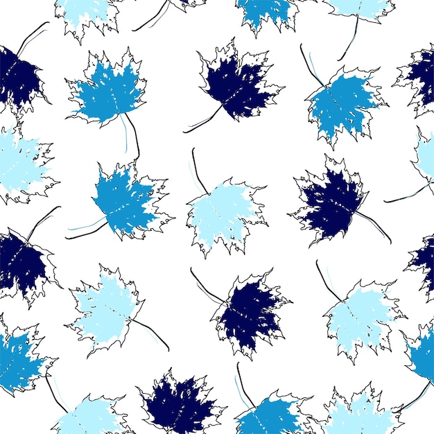 Vector de fondo sin costuras hojas de arce de otoño en blanco