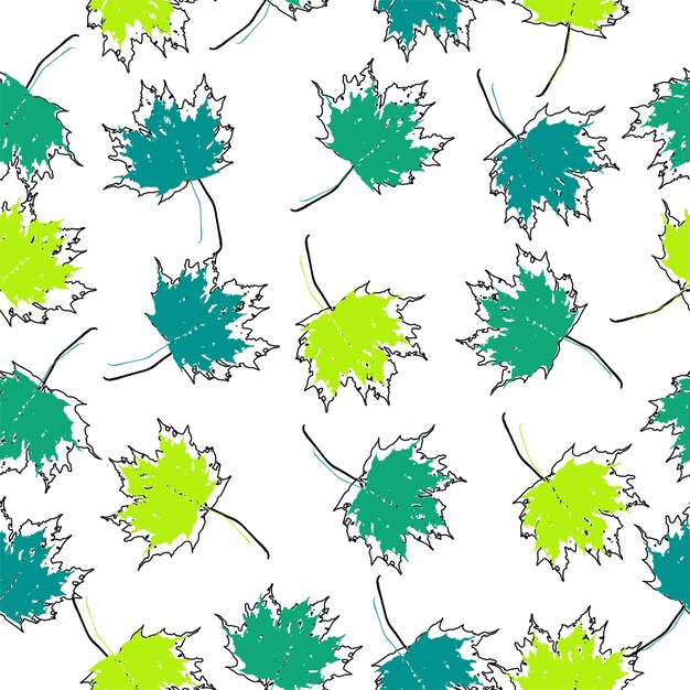 Vector de fondo sin costuras hojas de arce de otoño en blanco