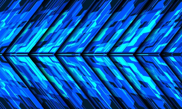 Vector de fondo creativo de diseño de patrón futurista de tecnología geométrica de flecha cibernética azul abstracto