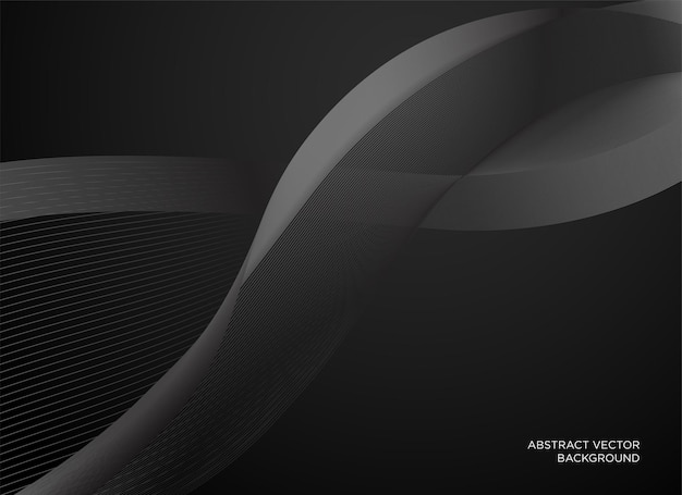 Vector de fondo degradado negro moderno con formas onduladas y líneas xAAbstract vector de fondo oscuro degradado