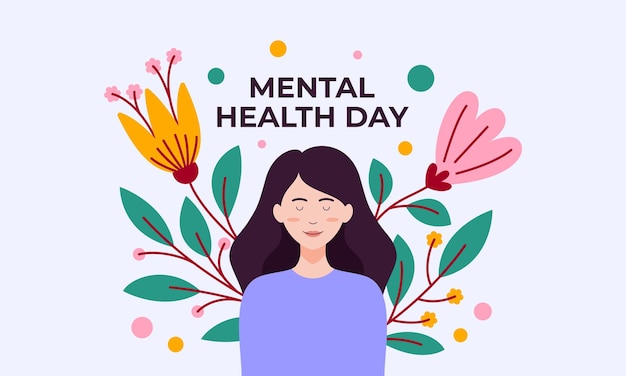 Vector de fondo del día mundial de la salud mental de diseño plano