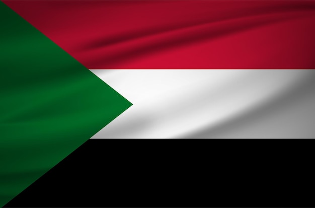 Vector de fondo de diseño de bandera de Sudán realista Diseño del día de la independencia de Sudán