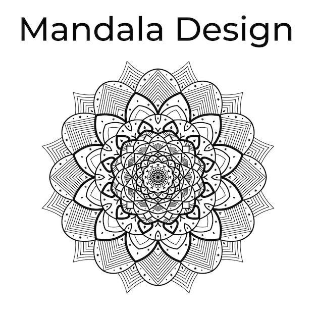 Vector de fondo de diseño de mandala blanco y negro