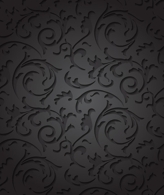 Vector de fondo elegante damasco barroco negro