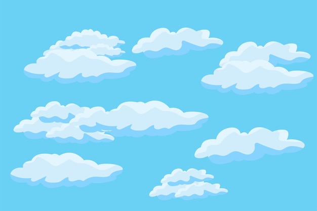 Vector de fondo de la escena del cielo de nubes diseño de plantilla de ilustración de nubes simple