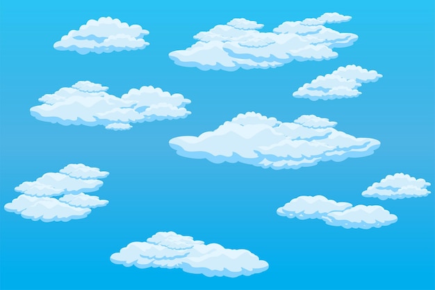 Vector de fondo de la escena del cielo de nubes diseño de plantilla de ilustración de nubes simple