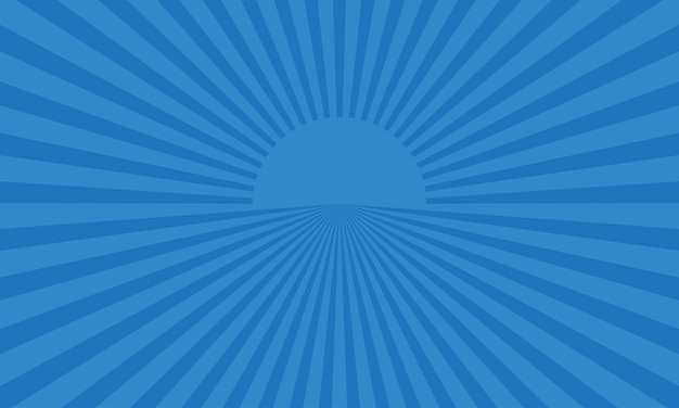 Vector de fondo de estallido de sol azul Líneas radiantes en negrita Diseño Efecto de amanecer minimalista
