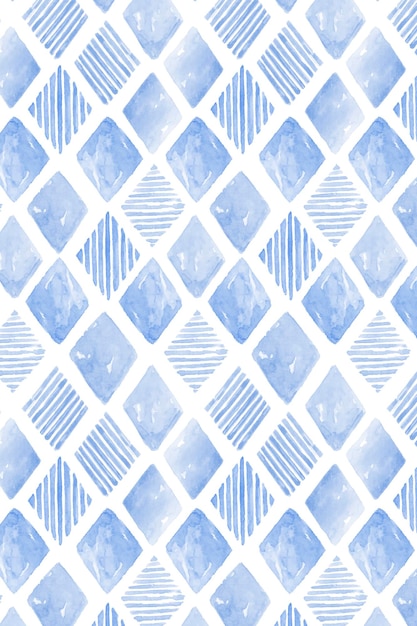 Vector de fondo estampado transparente rombo acuarela azul índigo