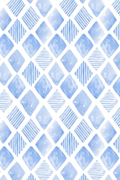 Vector de fondo estampado transparente rombo acuarela azul índigo