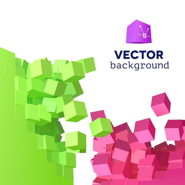 Vector fondo de explosión 3D con partículas cúbicas