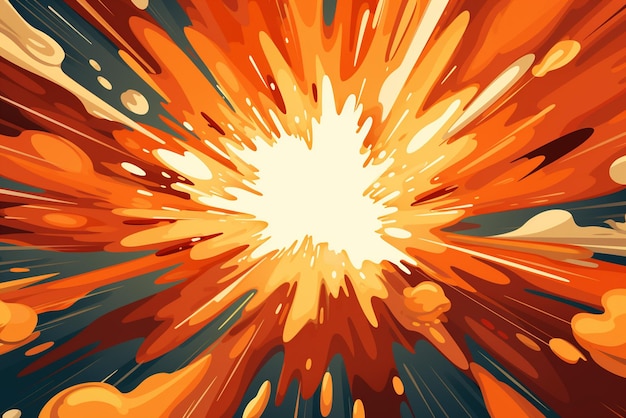 Vector un vector de fondo de explosión de dibujos animados de color naranja