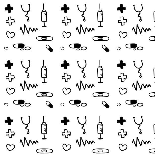 vector de fondo sin fisuras de artículos médicos