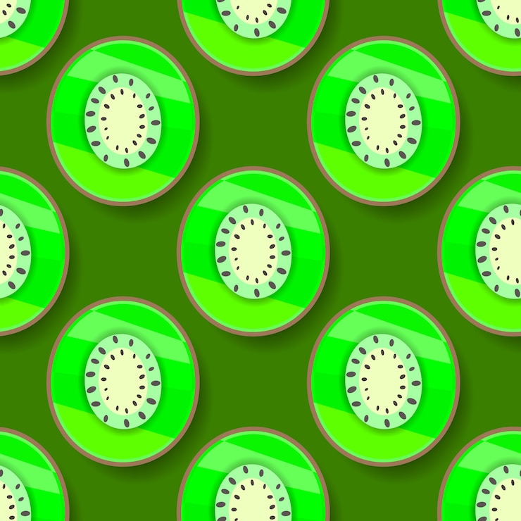 Vector vector de fondo sin fisuras con el kiwi verde