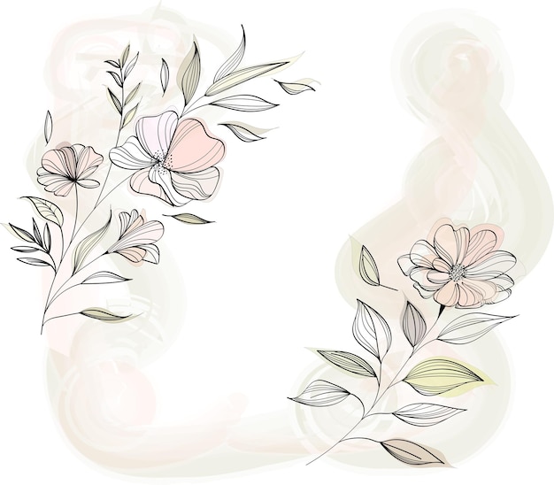 Vector de fondo de flor rosa Fondo de pantalla de estilo minimalista de acuarela con flujo de arte pastel y rosa
