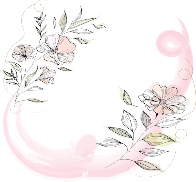 Vector de fondo de flor rosa mínimo Fondo de pantalla de estilo minimalista de acuarela con pastel y rosa