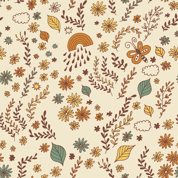 Vector de fondo de flores con patrón floral sin costuras