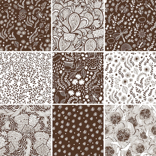 Vector de fondo de flores con patrón floral sin costuras