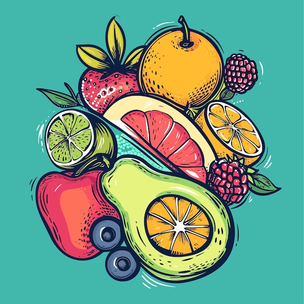 Vector vector de fondo de frutas frescas y jugosas