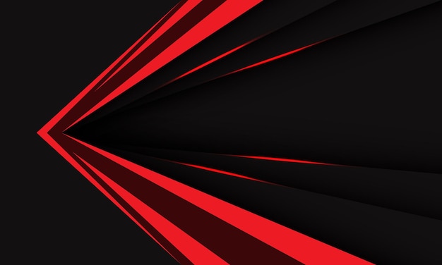 Vector de fondo futurista abstracto rojo negro metálico flecha velocidad dirección tecnología geométrica