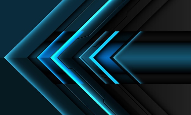 Vector de fondo futurista moderno de diseño de dirección cibernética de línea negra de flecha metálica azul abstracto