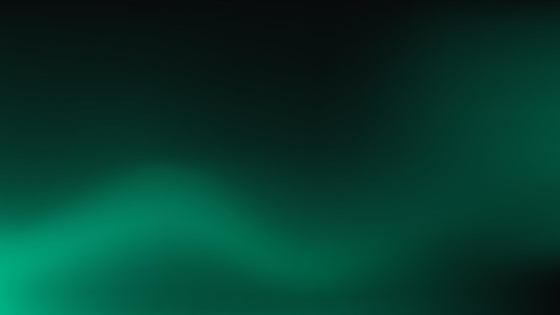 Vector de fondo de gradiente verde esmeralda oscuro con gradiente de onda brillante sobre un fondo negro