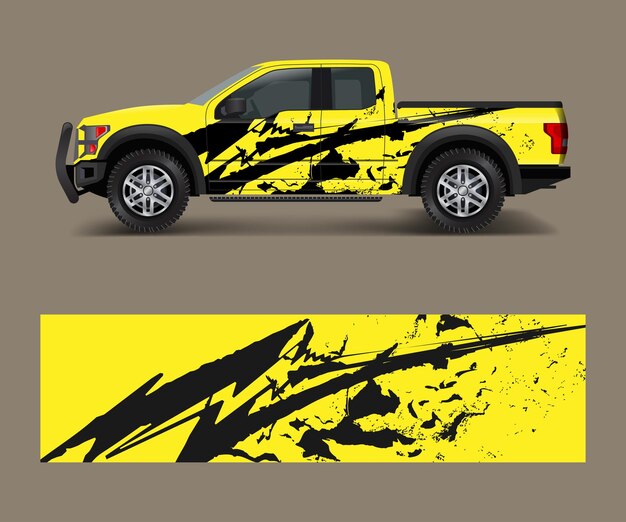 Vector de fondo gráfico de carreras para recogida de camiones y vinilo de marca de vehículos y vector de diseño de envoltura