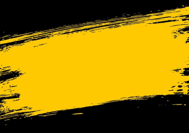 Vector de fondo grunge abstracto con pincel de pintura amarillo y efecto de medio tono