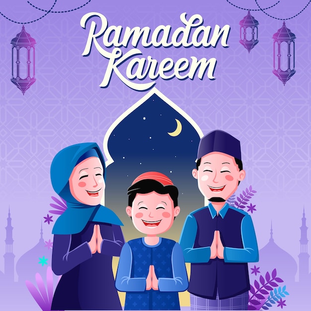 Vector de fondo islámico Ramadan Kareem Feliz año nuevo islámico Hijri Diseño gráfico para la decoración de certificados de regalo, pancartas y folletos