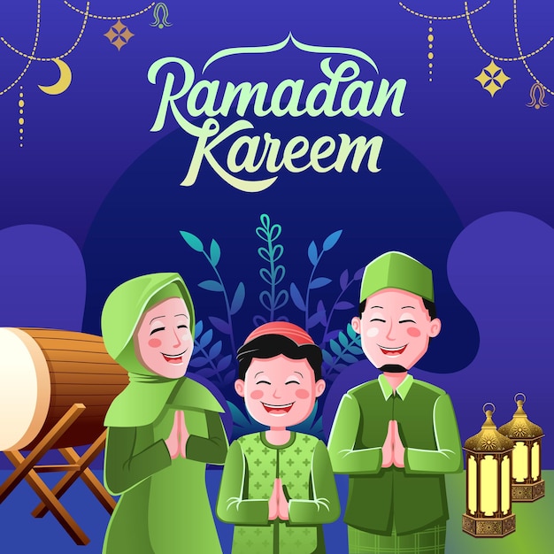 Vector de fondo islámico ramadan kareem feliz año nuevo islámico hijri diseño gráfico para la decoración de certificados de regalo, pancartas y folletos