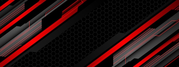 Vector de fondo moderno de malla hexagonal de tecnología cibernética negra de metal gris plateado claro rojo abstracto