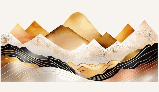 Vector de fondo de montaña en estilo japonés minimalista oriental tradicional Ilustración vectorial