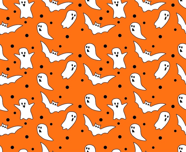 Vector de fondo naranja negro de patrones sin fisuras de Halloween