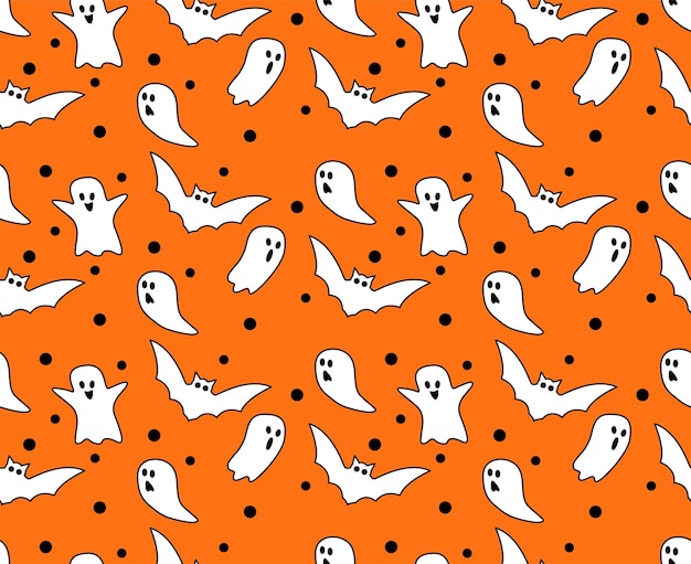 Vector vector de fondo naranja negro de patrones sin fisuras de halloween