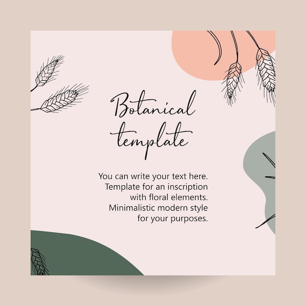 Vector de fondo de naturaleza de arte abstracto Fondo de pantalla de arte de línea de forma moderna Hojas de follaje boho y diseño de patrón floral para decoración de hogar arte de pared publicación en redes sociales y fondo de historia