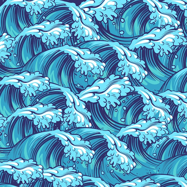Vector de fondo de las ondas del Océano Azul japonés